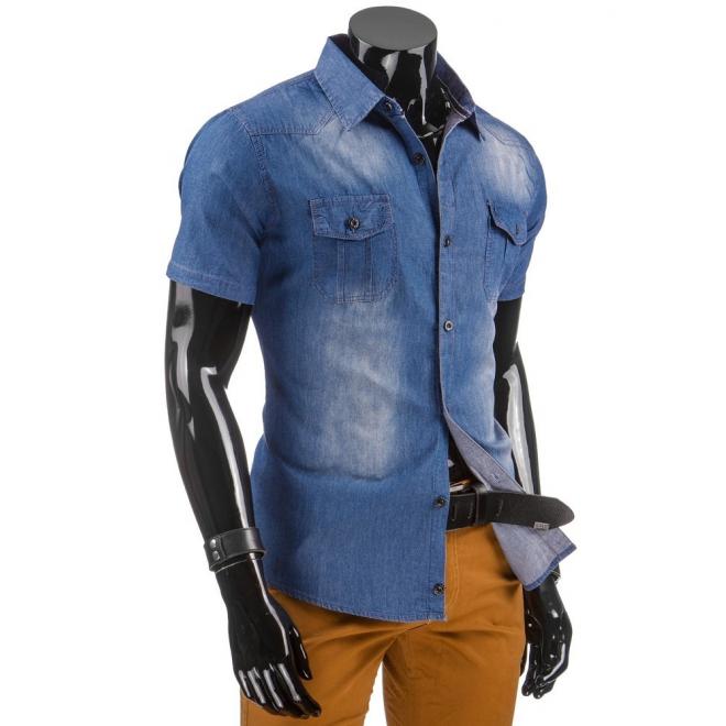 Pánska džínová košeľa v tmavomodrej farbe