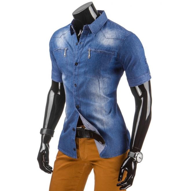 Klasická džínová košeľa modrej farby pre pánov