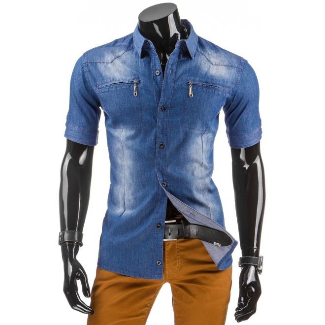 Klasická džínová košeľa modrej farby pre pánov