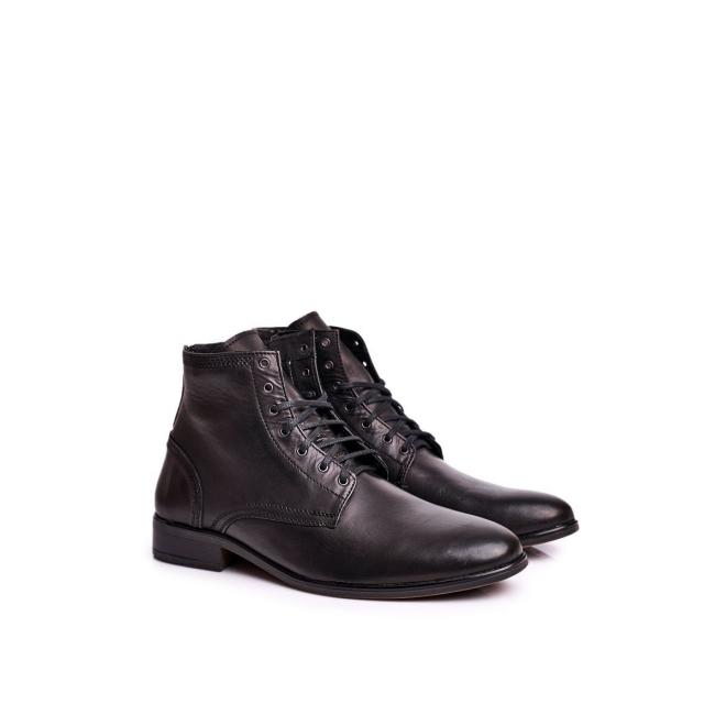 Čierne elegantné kožené topánky pre pánov