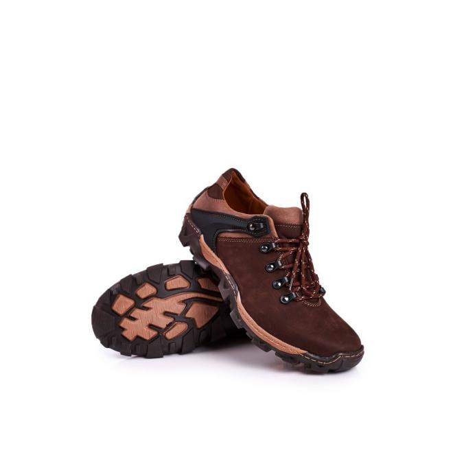 Kožené trekingové pánske topánky hnedej farby