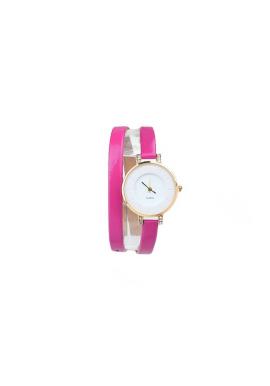 Ružové elegantné hodinky s dvojitým remienkom pre dámy