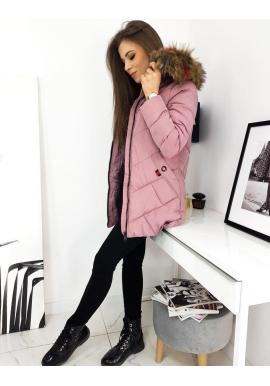 Prešívaná dámska bunda ružovej farby na zimu vo výpredaji