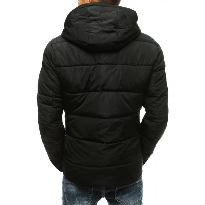 Prešívaná pánska bunda čiernej farby na zimu