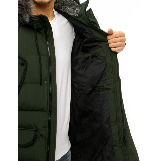 Zelená dlhá bunda na zimu pre pánov