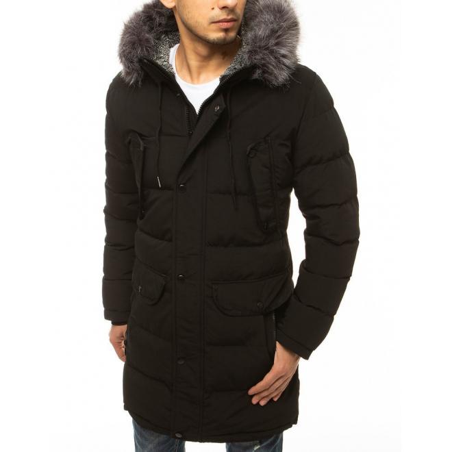 Pánska dlhá bunda na zimu v čiernej farbe