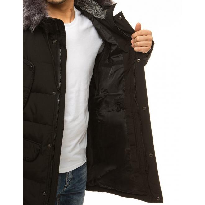 Pánska dlhá bunda na zimu v čiernej farbe