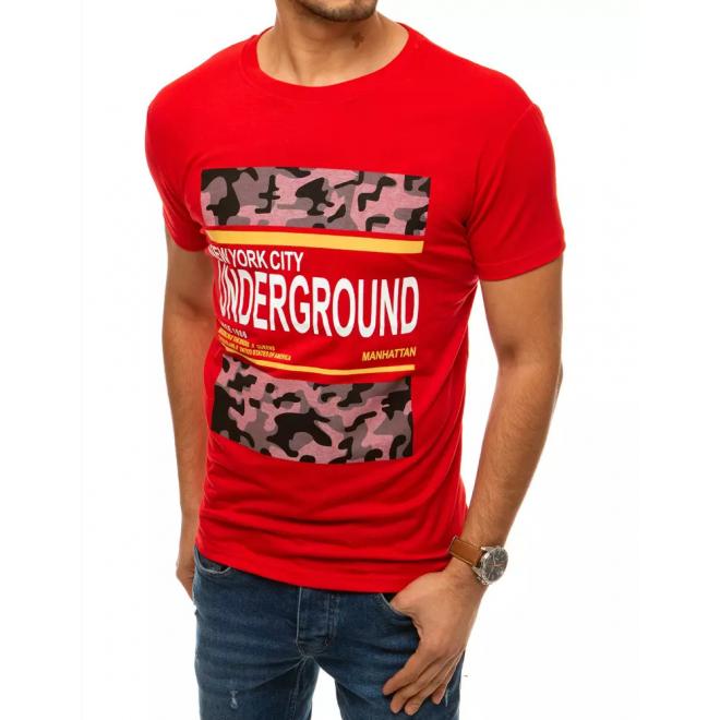 Pánske športové tričko s potlačou v červenej farbe