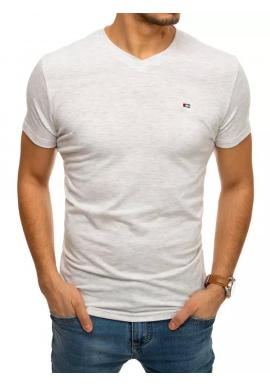 Bavlnené pánske tričko svetlosivej farby s véčkovým výstrihom