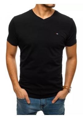 Pánske bavlnené tričká s véčkovým výstrihom v čiernej farbe