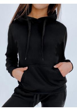 Športová dámska mikina čiernej farby s kapucňou