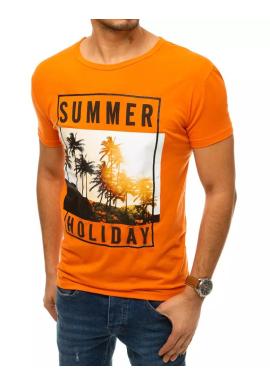 Klasické pánske tričká oranžovej farby s potlačou