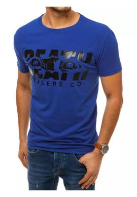 Módne pánske tričko modrej farby s krátkym rukávom