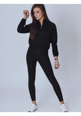 Športová dámska mikina čiernej farby s krátkym zipsom