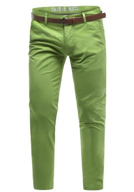 Pánske bavlnené chinos nohavice v zelenej farbe v zľave
