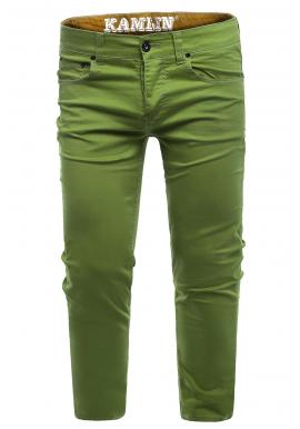 Zelené klasické chinos nohavice pre pánov v zľave