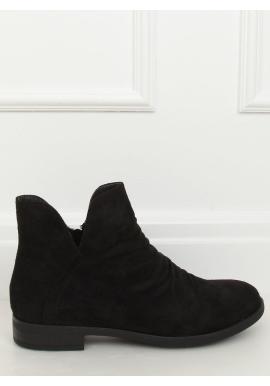 Dámske semišové topánky s výrezom v čiernej farbe