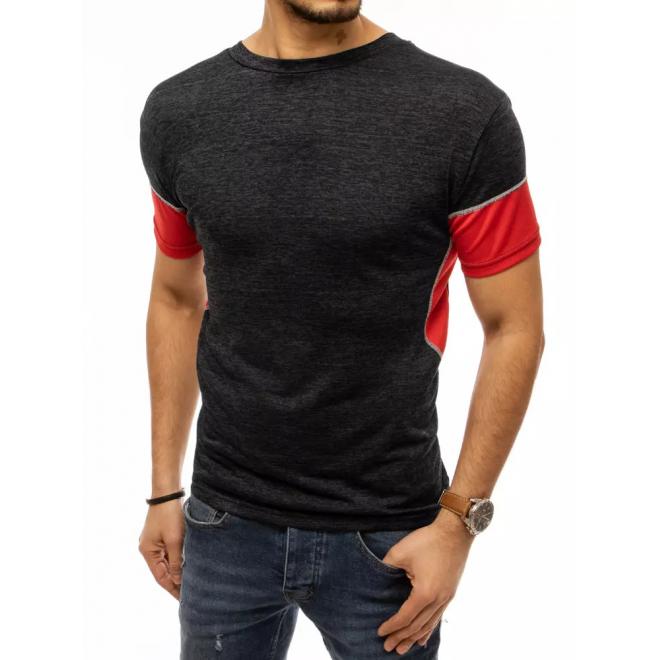 Módne pánske tričká čiernej farby s kontrastnými vložkami
