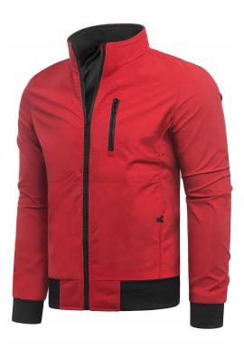 Prechodná pánska bunda červenej farby bez kapucne