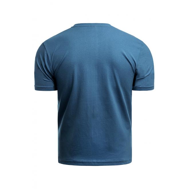 Modré klasické tričko s potlačou pre pánov