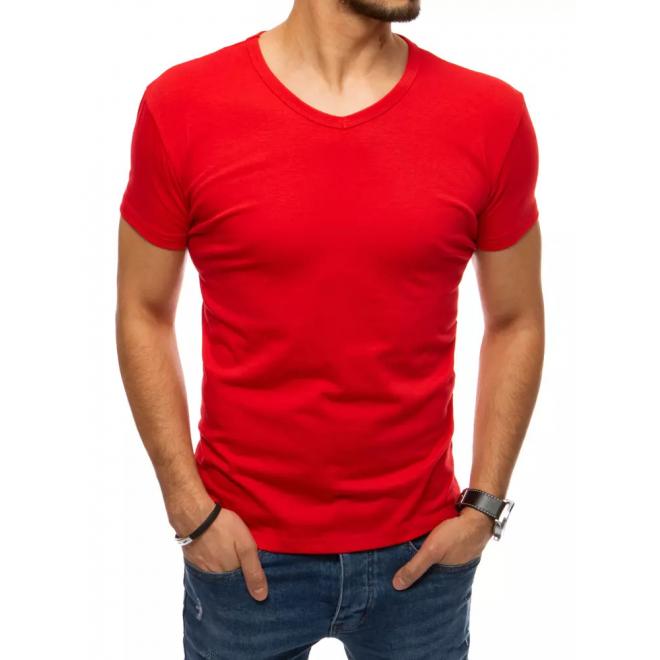Pánske klasické tričko s véčkovým výstrihom v červenej farbe