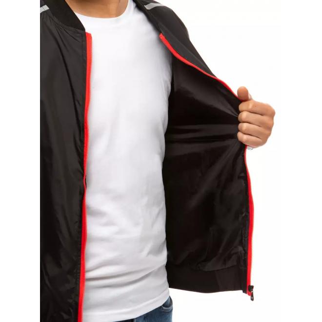 Pánska prechodná bunda s reflexnými doplnkami v čiernej farbe