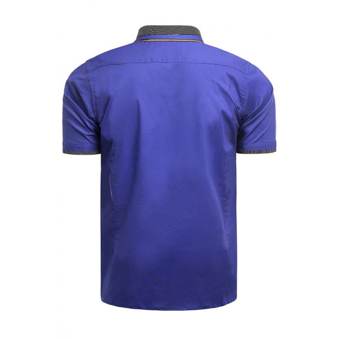 Modrá neformálna košeľa s krátkym rukávom pre pánov