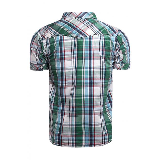 Károvaná pánska košeľa zelenej farby s vreckami na hrudi