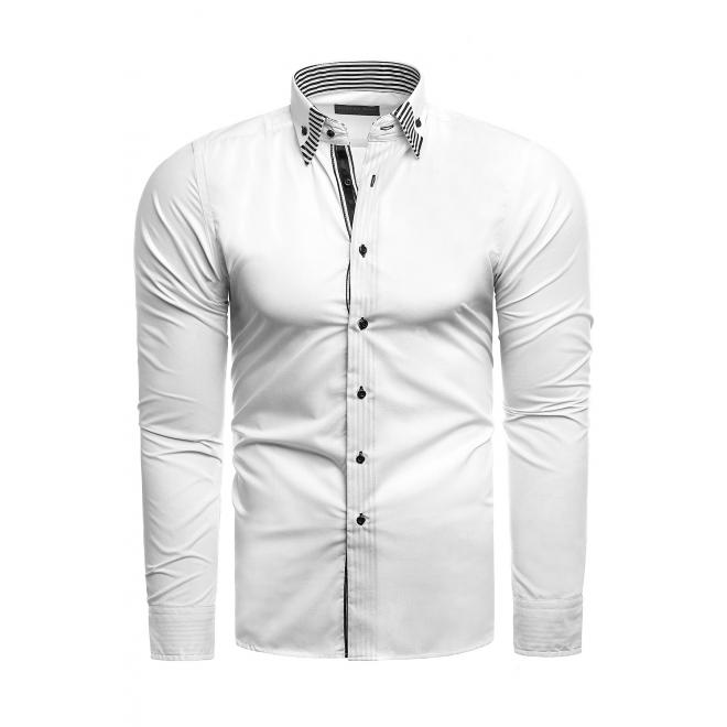 Elegantná pánska košeľa bielej farby s dlhým rukávom