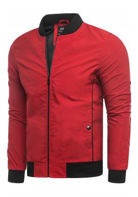 Jarná pánska bunda červenej farby bez kapucne