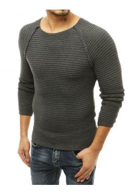 Tmavosivý štýlový sveter s okrúhlym výstrihom pre pánov v akcii