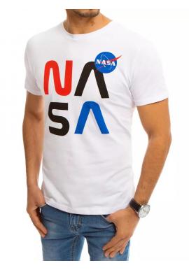 Pánske štýlové tričko s potlačou NASA v bielej farbe