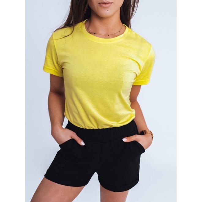 Dámske klasické tričko s krátkym rukávom v svetložltej farbe