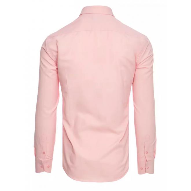 Hladká pánska košeľa ružovej farby s dlhým rukávom
