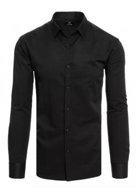 Pánska hladká košeľa s dlhým rukávom v čiernej farbe
