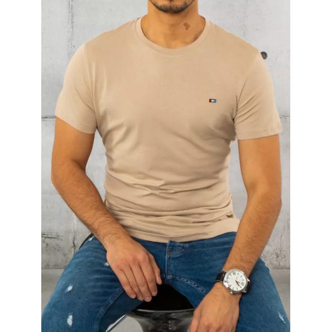 Pánske bavlnené tričko s krátkym rukávom v béžovej farbe