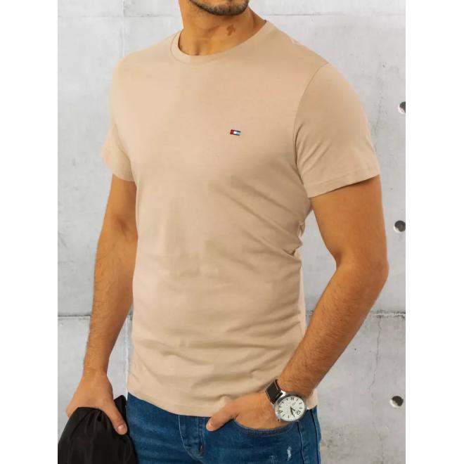 Pánske bavlnené tričko s krátkym rukávom v béžovej farbe