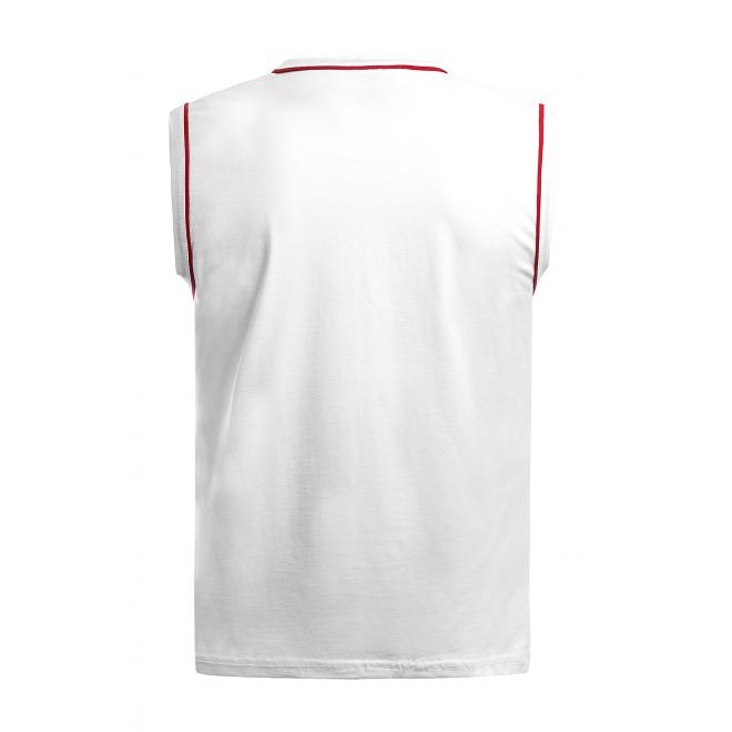 Pánske štýlové tričko bez rukávov s potlačou v bielej farbe
