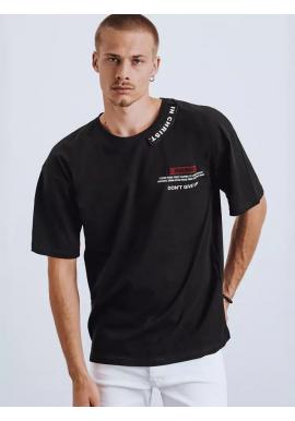 Módne pánske tričko čiernej farby s potlačou a nášivkami