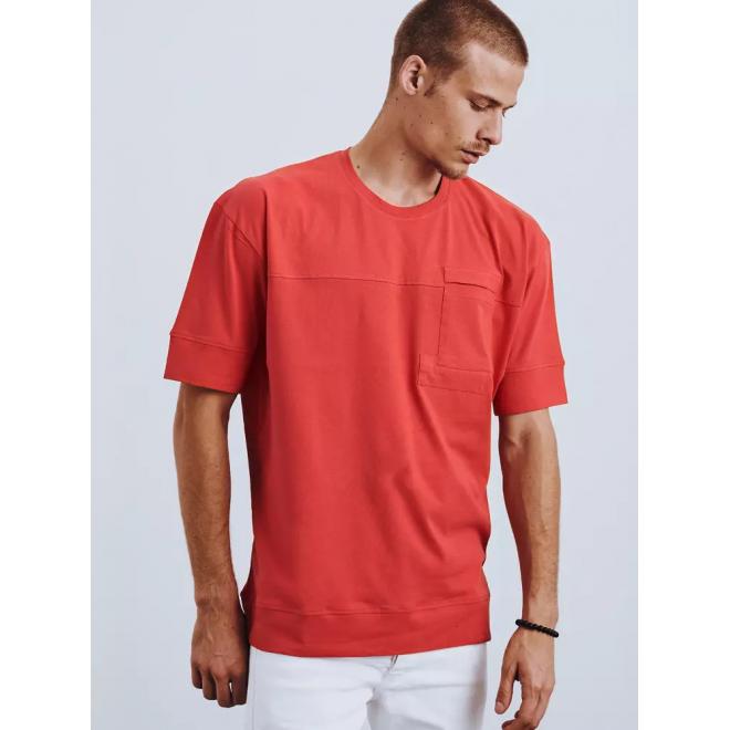 Dámske bavlnené tričko s vreckom na hrudi v červenej farbe