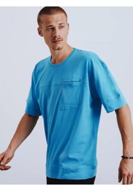Pánske bavlnené tričko s vreckom na hrudi v modrej farbe