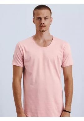 Ružové jednofarebné tričko s krátkym rukávom pre pánov