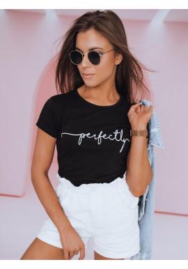 Dámske bavlnené tričko s minimalistickým nápisom v čiernej farbe