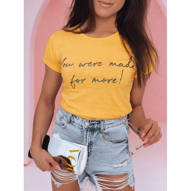 Dámske klasické tričko s nápisom v žltej farbe