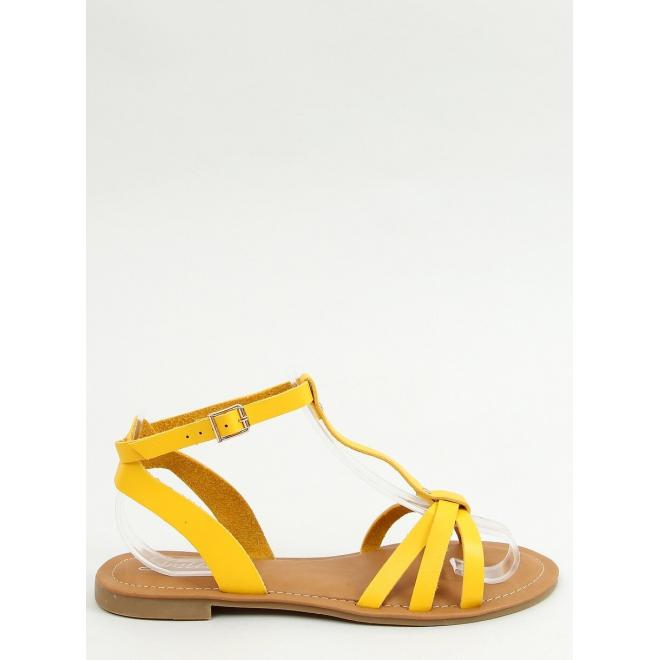 Dámske klasické sandále s plochým podpätkom v žltej farbe