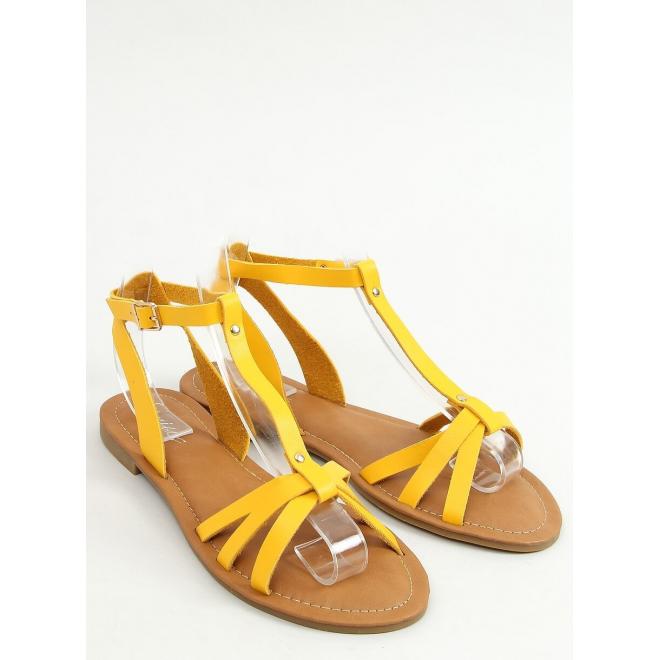 Dámske klasické sandále s plochým podpätkom v žltej farbe