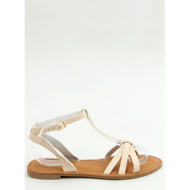 Klasické dámske sandále béžovej farby s plochým podpätkom