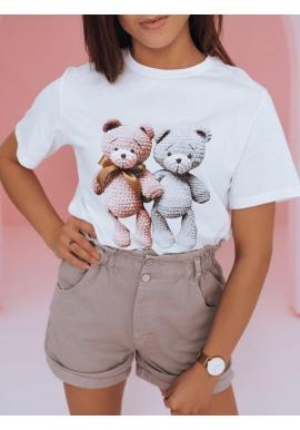 Voľnejšie dámske tričko bielej farby s potlačou medvedíkov