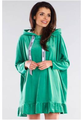 Oversize dámska mikina zelenej farby s kapucňou
