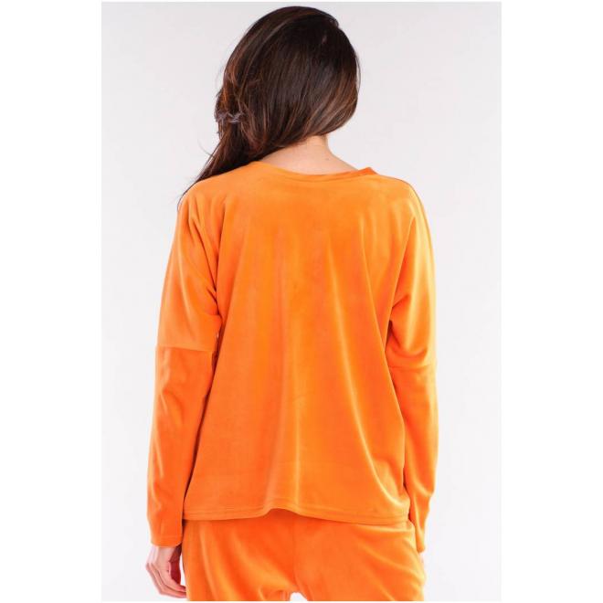 Voľné dámske tričká oranžovej farby s véčkovým výstrihom
